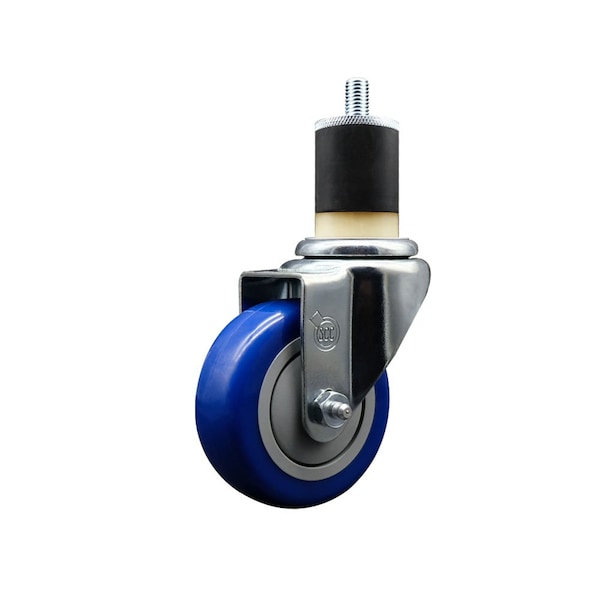 3.5'' Blue Poly Wheel Swivel 1-7/8'' Expanding Stem Caster